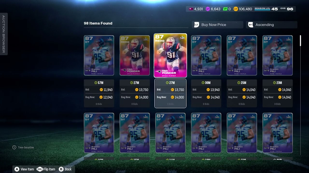 Madden 26 -Season 5  level 45 New England Patriots Theme Team Grinding hard to get 92 overall p6
