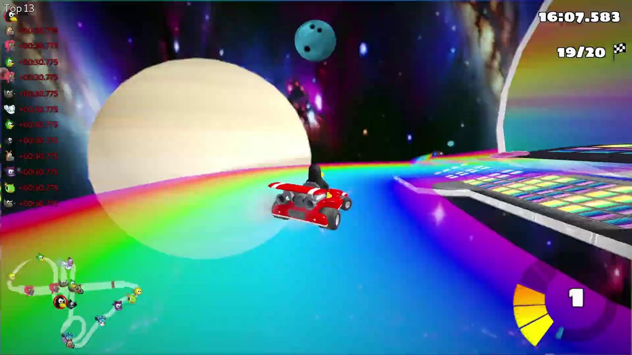 SuperTuxKart - rainbow-star, 20 laps, intermediate