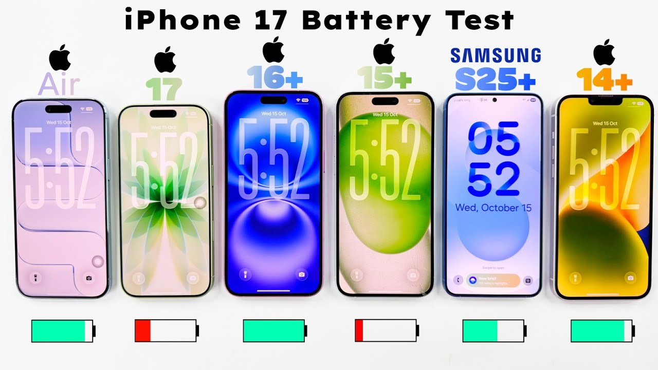 iPhone Air vs 16 Plus vs iPhone 17 vs Samsung S25 Plus vs 15 Plus vs 14 Plus - ULTIMATE Battery Test
