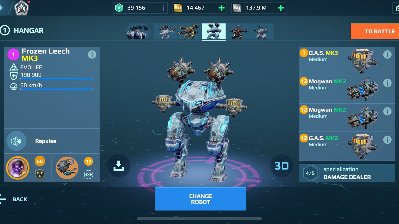 Leech G.A.S Mogwan War Robots Gameplay
