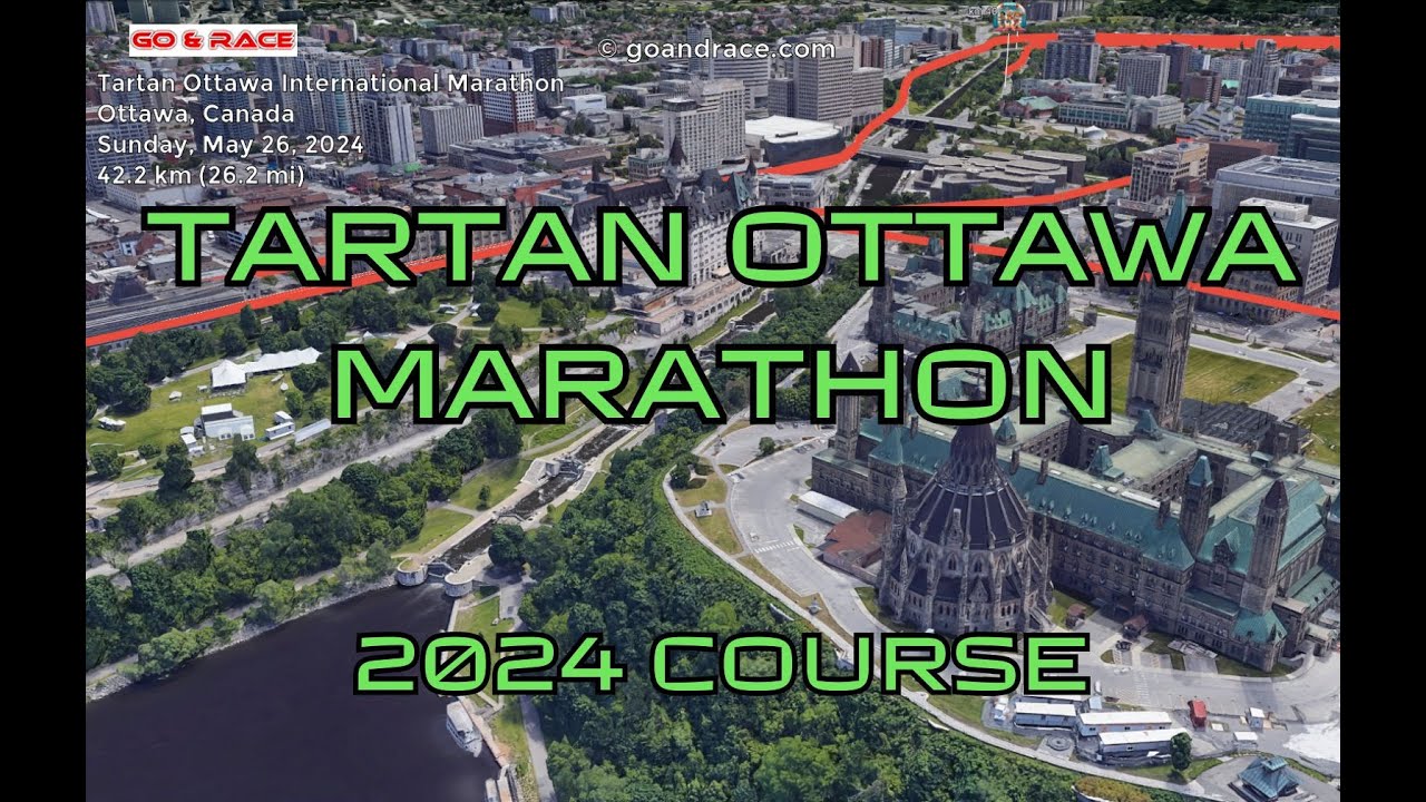 Tartan Ottawa International Marathon (2024): fly over the marathon course! Video of the race path.