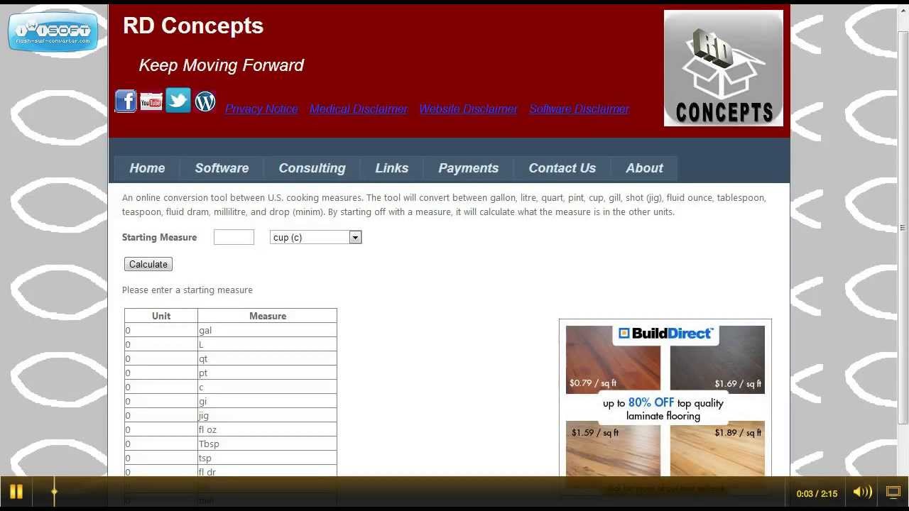 Online Cooking Measures Conversion Tool Demo