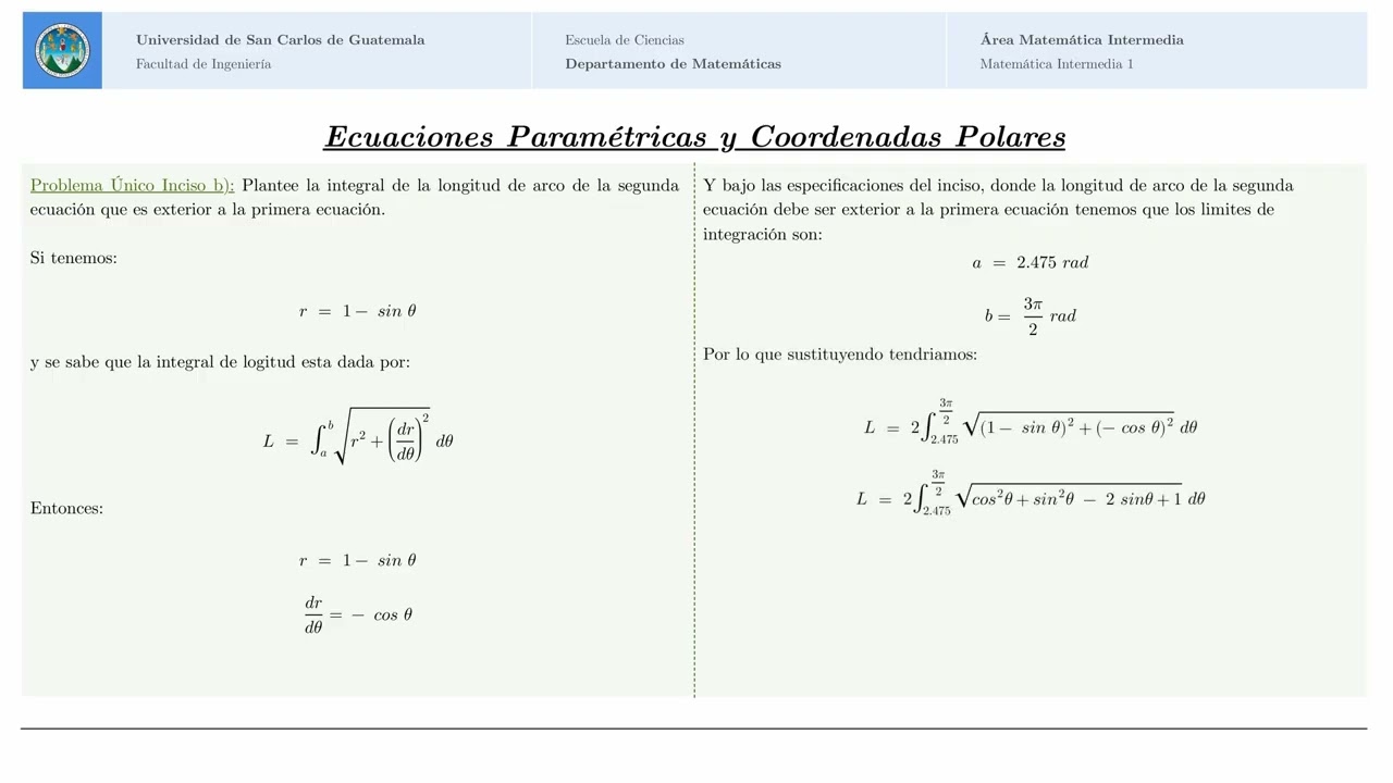 ECUACIONES PARAMÉTRICAS Y COORDENADAS POLARES - Video Tema Clave Examen MI1 - 072