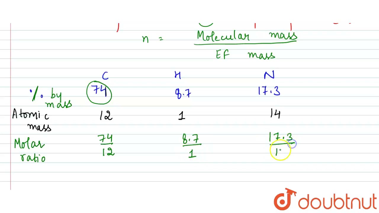 A compound is composed of 74% C, 8.7% H and 17.3% N by mass. If the molecular mass of the compou...