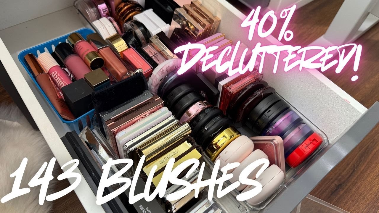 2025 MASSIVE BLUSH COLLECTION & DECLUTTER 40% GONE 😳| Relaxing Satisfying #makeupdeclutter