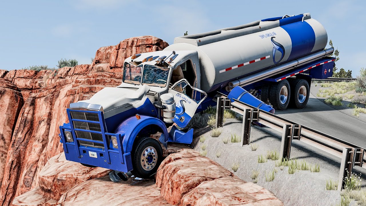 Extreme Bus Crash on Dangerous Mountain Cliff Road &ndash; BeamNG Drive