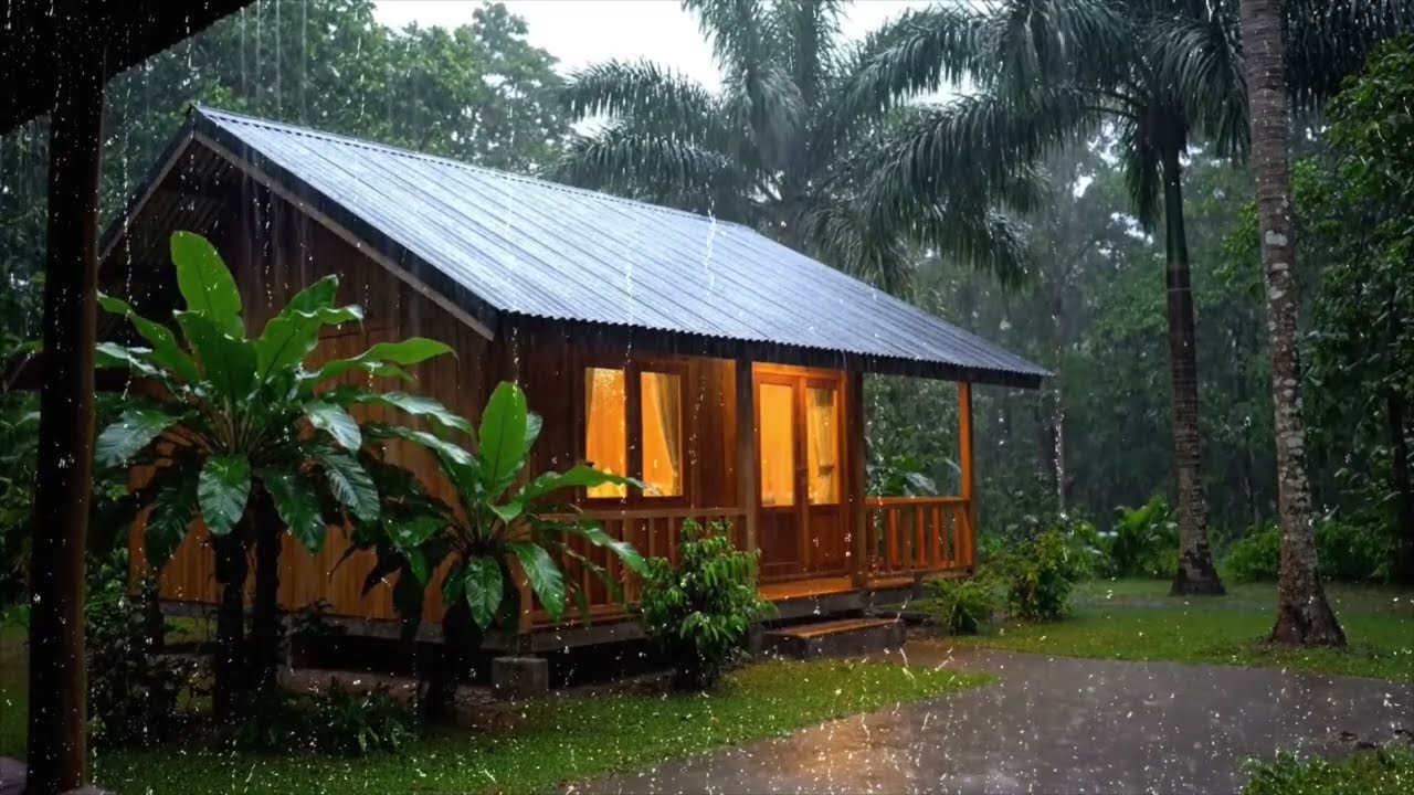ASMR Rain: Experience the Tranquility of a Foggy Cabin in the Forest