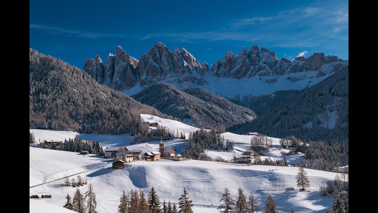 One day in the Dolomites, winter season