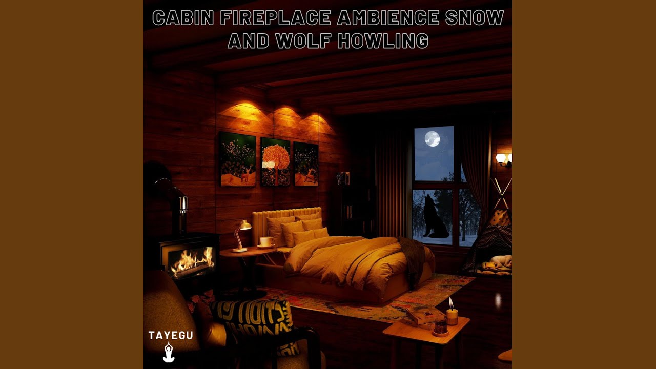 Cabin Fireplace Ambience Snow and Wolf Howling Cozy Winter Wind 1 Hour Relaxing Yoga Nature...