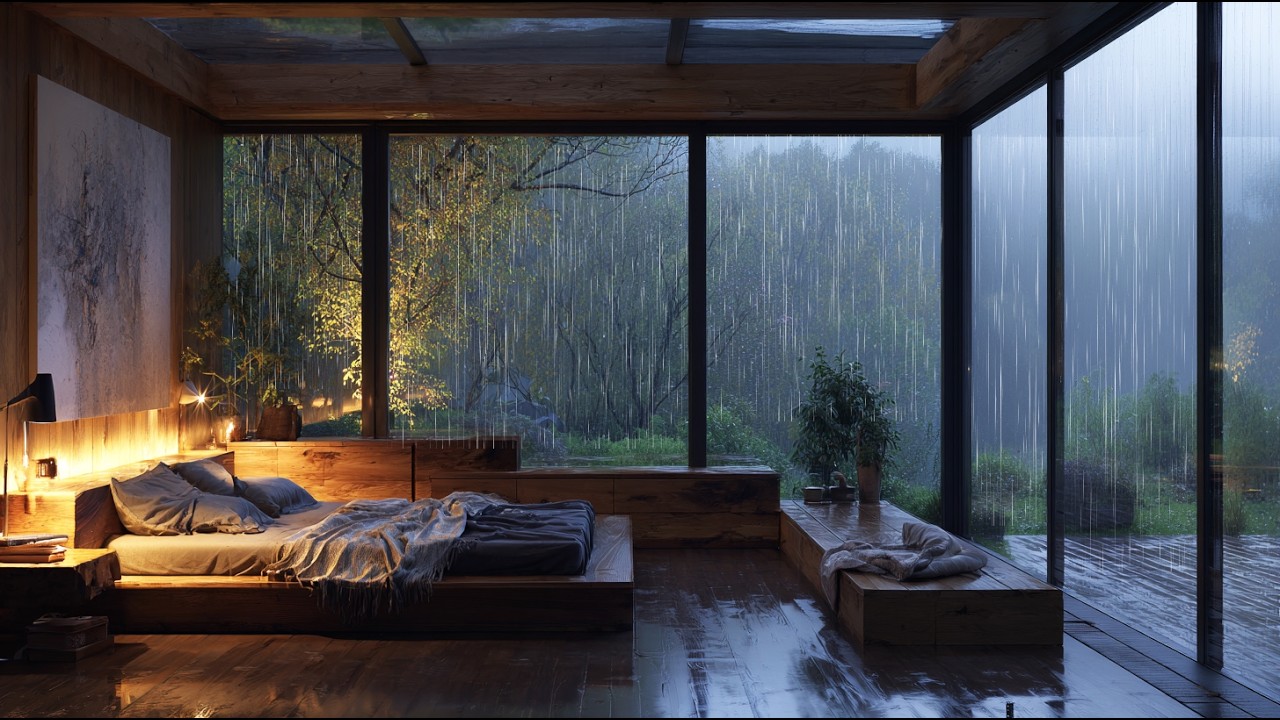 Falling Asleep to Rain and Misty Forest Views | Natural White Noise for Sleep