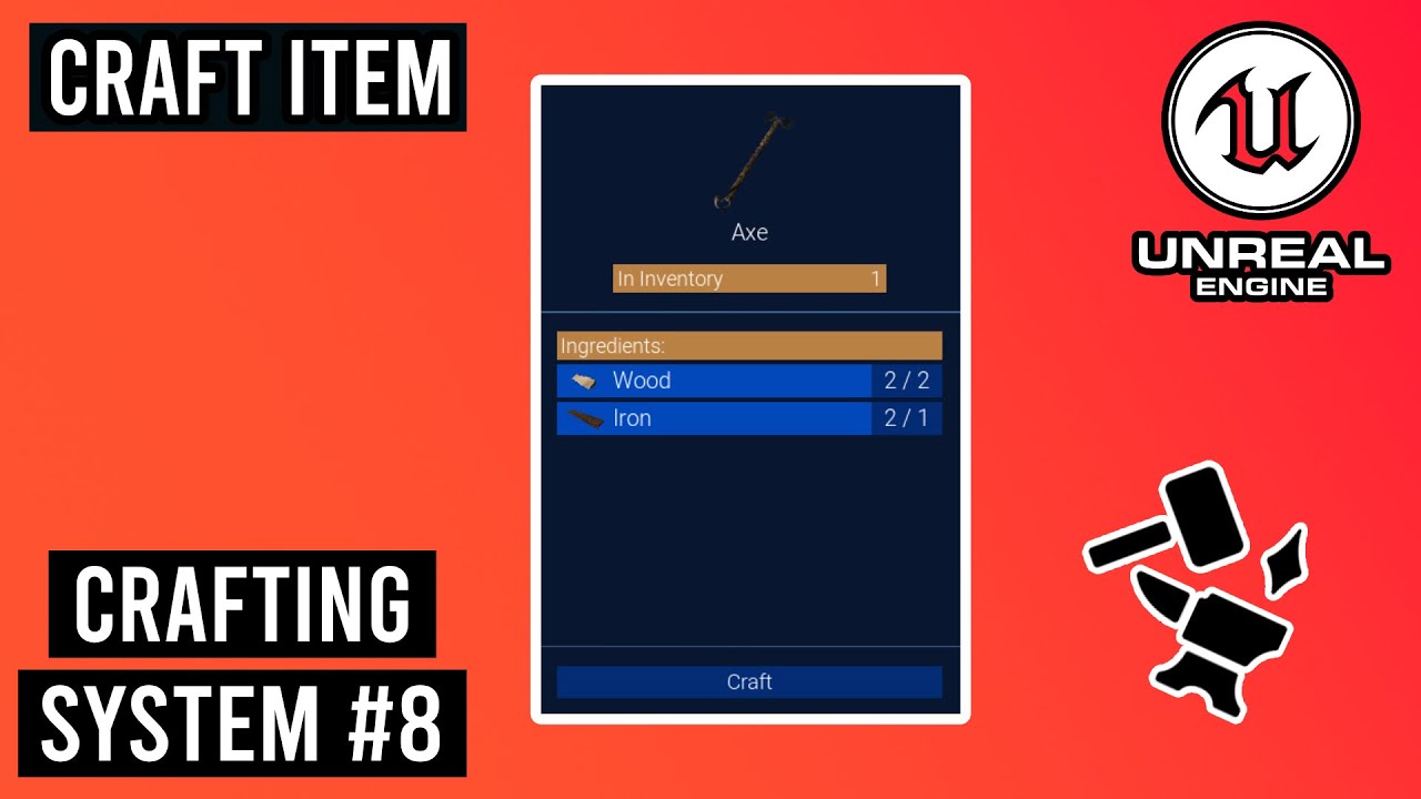 Craft Item with ingredients in Unreal Engine 5.3 - Part 8 - Crafting System #8 #ue5 #crafting
