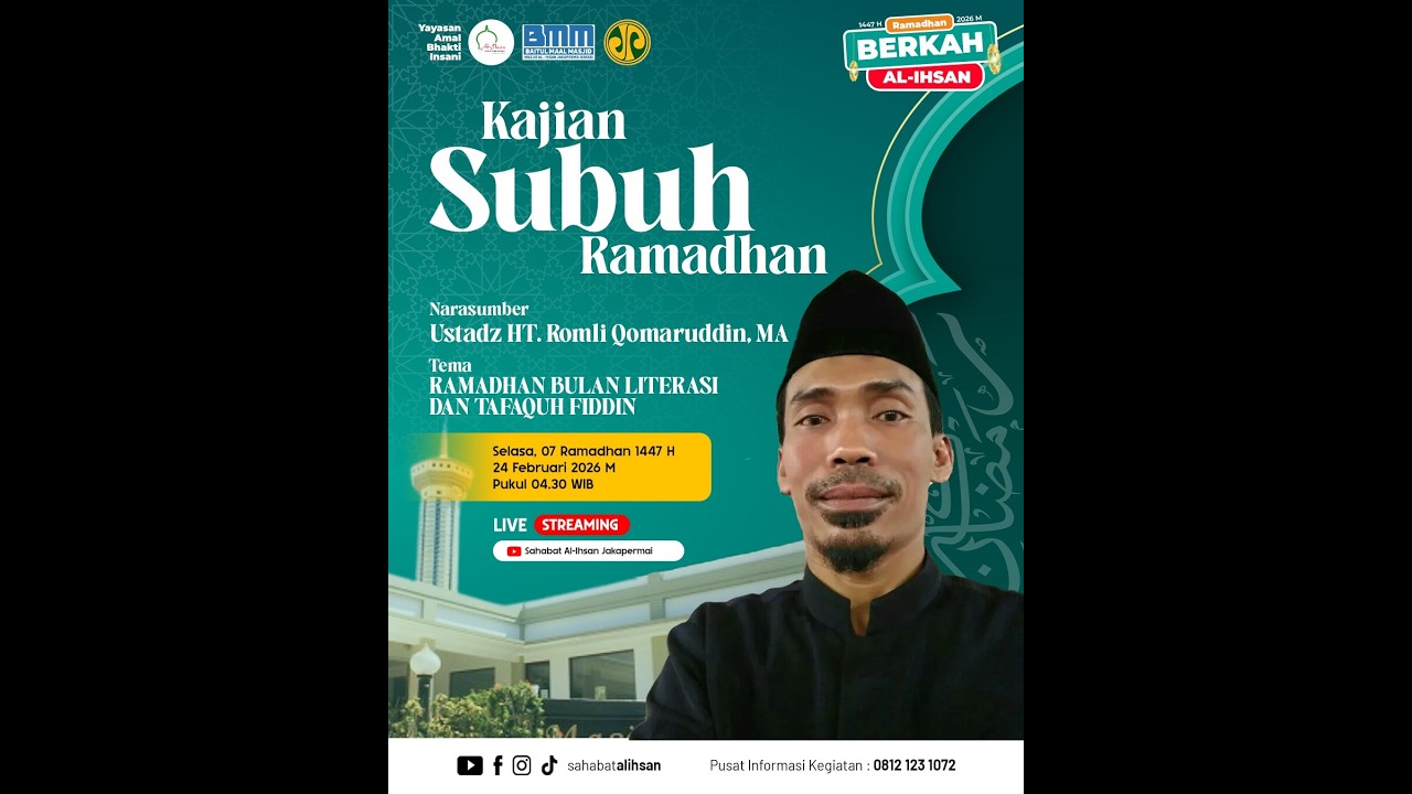 🔴 [LIVE] Kajian Subuh | Ustadz HT Romli Qomarudin, MA | Ramadhan Bulan Literasi & Tafaquh Fiddin
