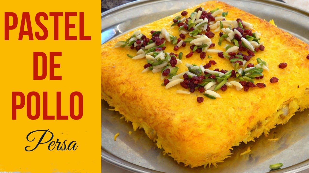 Receta de pastel de Pollo estilo Persa CRUJIENTE | Tahchin Iraní receta deliciosa con yogurt