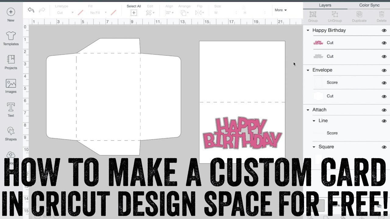 Making a Custom Card from Scratch in Cricut Design Space for FREE!