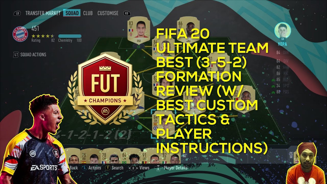 FIFA 20 ULTIMATE TEAM BEST (3-5-2) FORMATION REVIEW (W/BEST CUSTOM TACTICS & PLAYER INSTRUCTIONS)