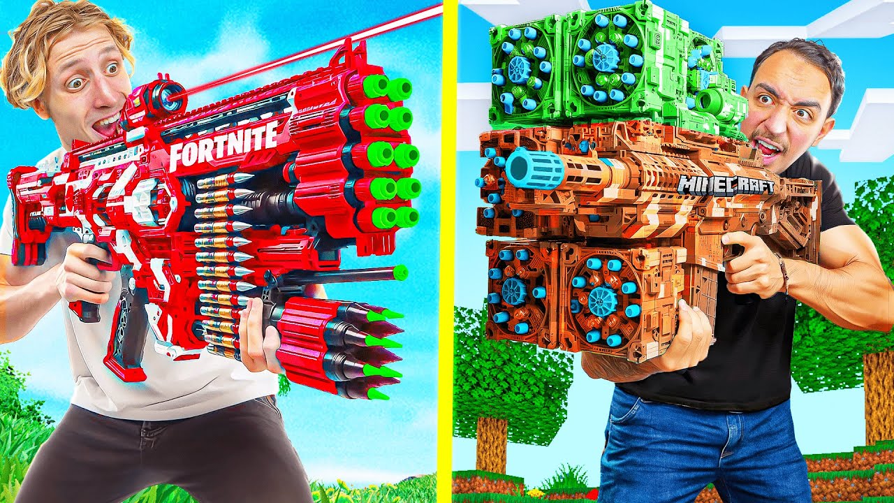 Nerf Fortnite vs Nerf Minecraft !
