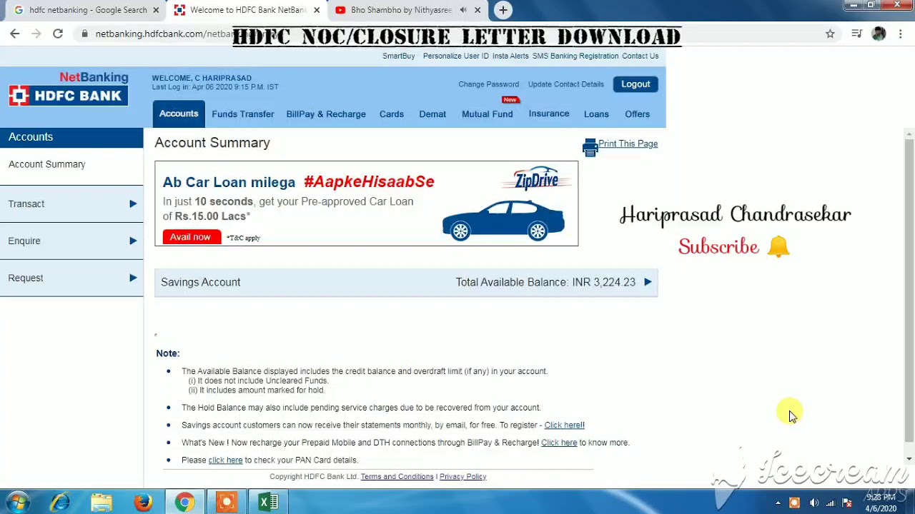 HDFC NOC Closure Letter download online