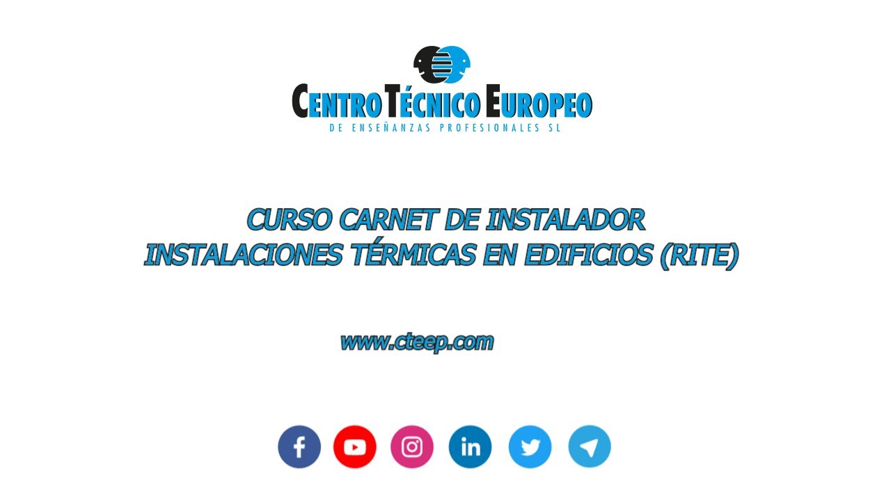 Curso oficial de Instalador Instalaciones Térmicas en Edificios (RITE) Climatización y calefacción