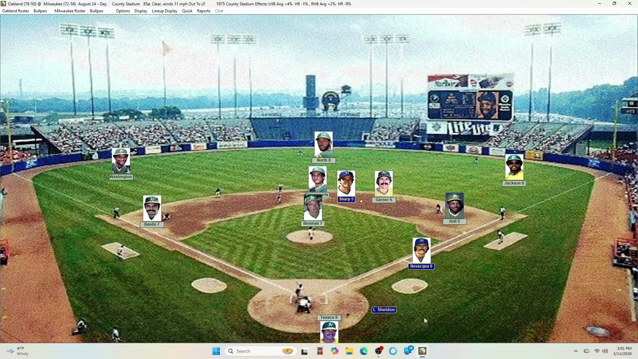 Action PC Baseball 8-24-75 Oakland at Milwaukee