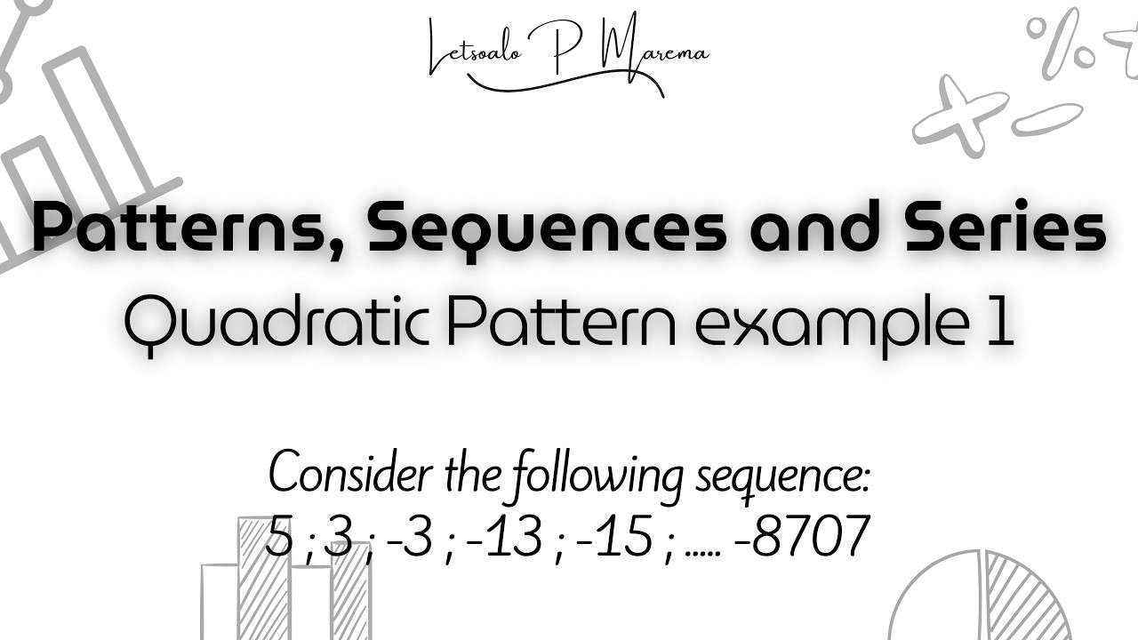 Quadratic Pattern example no. 1 | Mathematics