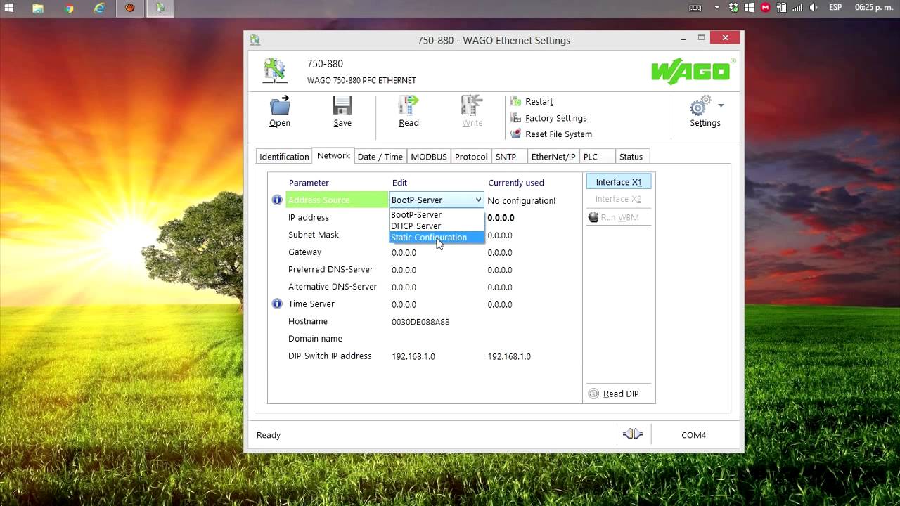 Configuración WAGO Ethernet Settings