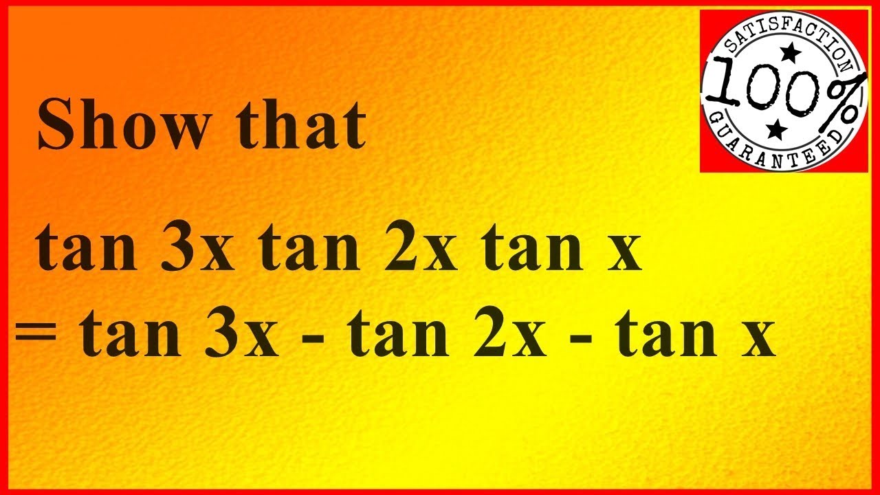 Class 11 Maths ,trigonometric function,Show tan 3x tan 2x tan x = tan 3x - tan 2x - tan x,rb classes