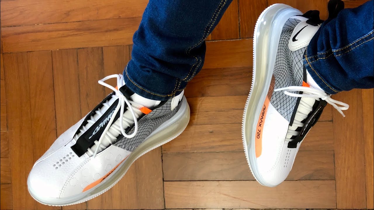 Nike Air Max 720 Waves White Black Wolf-Grey On Feet and Up close Look