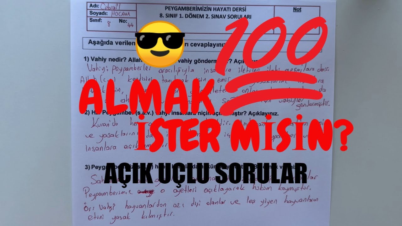8. Sınıf Peygamberimizin Hayatı 1. Dönem 2. Yazılı