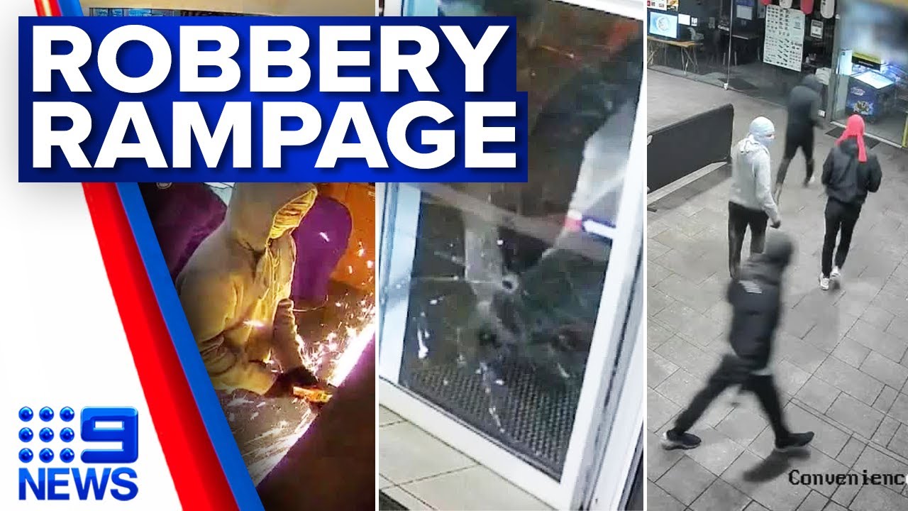 Police hunt for brazen thieves who robbed eight shops in under three hours | 9 News Australia