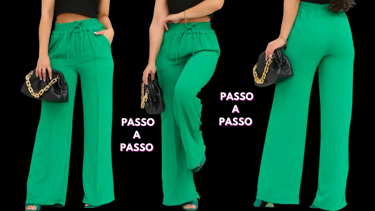 Calça Estilosa Com Bolso e Elástico na Cintura Passo a Passo Corte e Costura Aula Completa