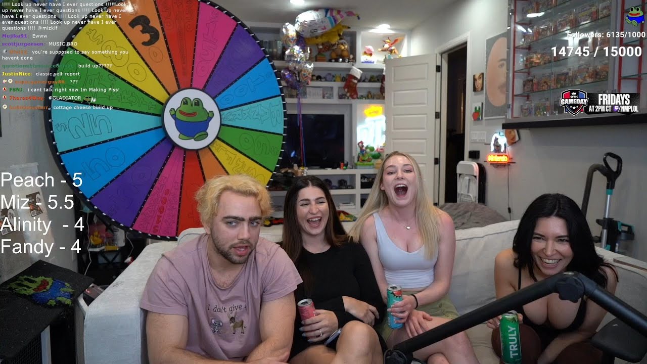 'Truth or drink'/'Never have I ever' with Mizkif, Fandy, STPeach and Alinity