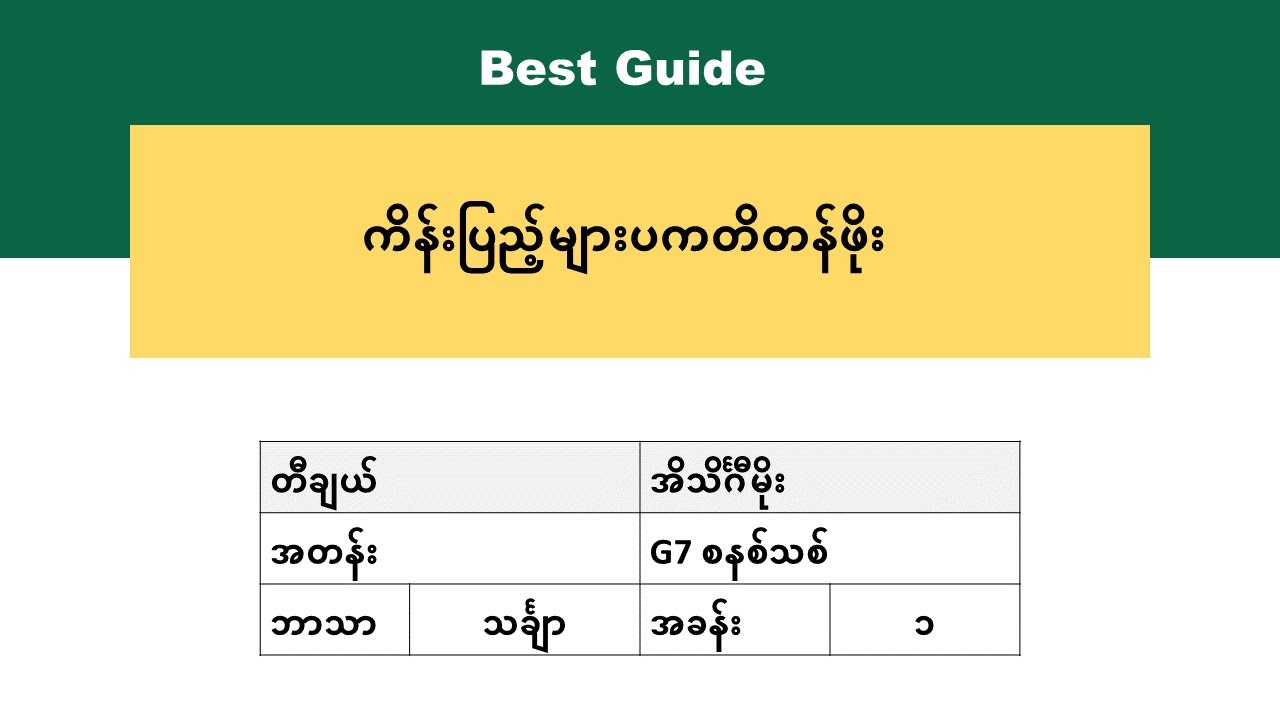 [BG] Grade 7 Mathematics - ကိန်းပြည့်များ အပိုင်း(၂)