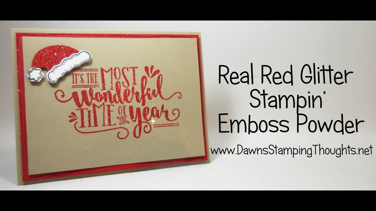 Jolly Hat Christmas card with Real Red Glitter Embossing Powder from Stampin'Up!