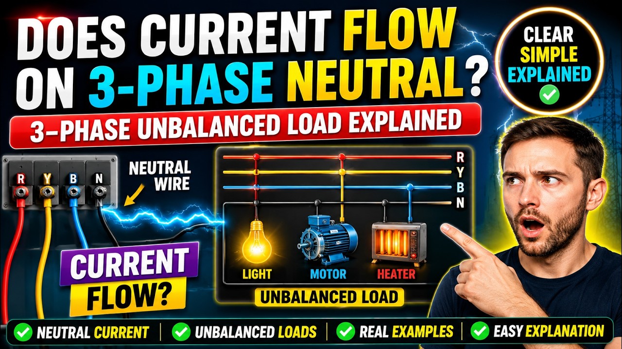 Does Current Flow on 3 Phase System Neutral Wire? / 3-Phase Unbalanced Load Explained.