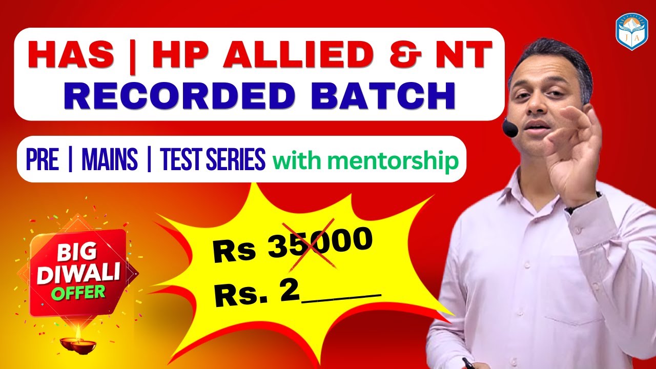 HPAS/Allied/NT Recorded Course + Mentorship | Diwali Offer ₹2_k! Ends Oct 25 #joktaacademy #hpas2026