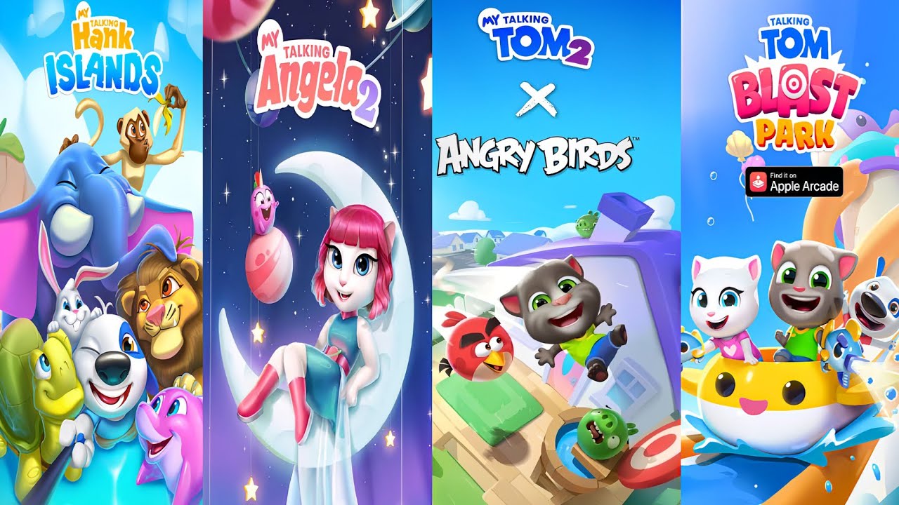 My Talking Hank inslands vs My Talking Angela 2 vs My Talking Tom 2 vs Talking Tom Blast Park