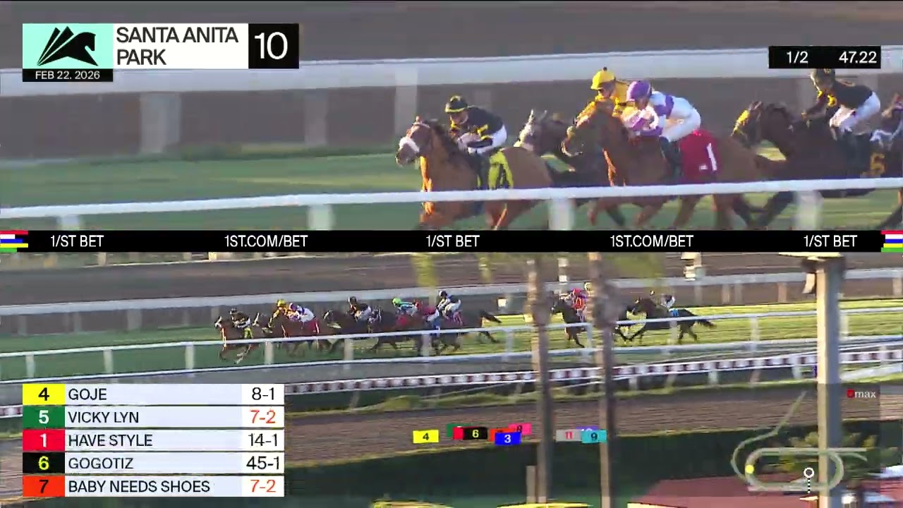 Vicky Lyn wins Race 10 on Sunday, February 22 at Santa Anita Park