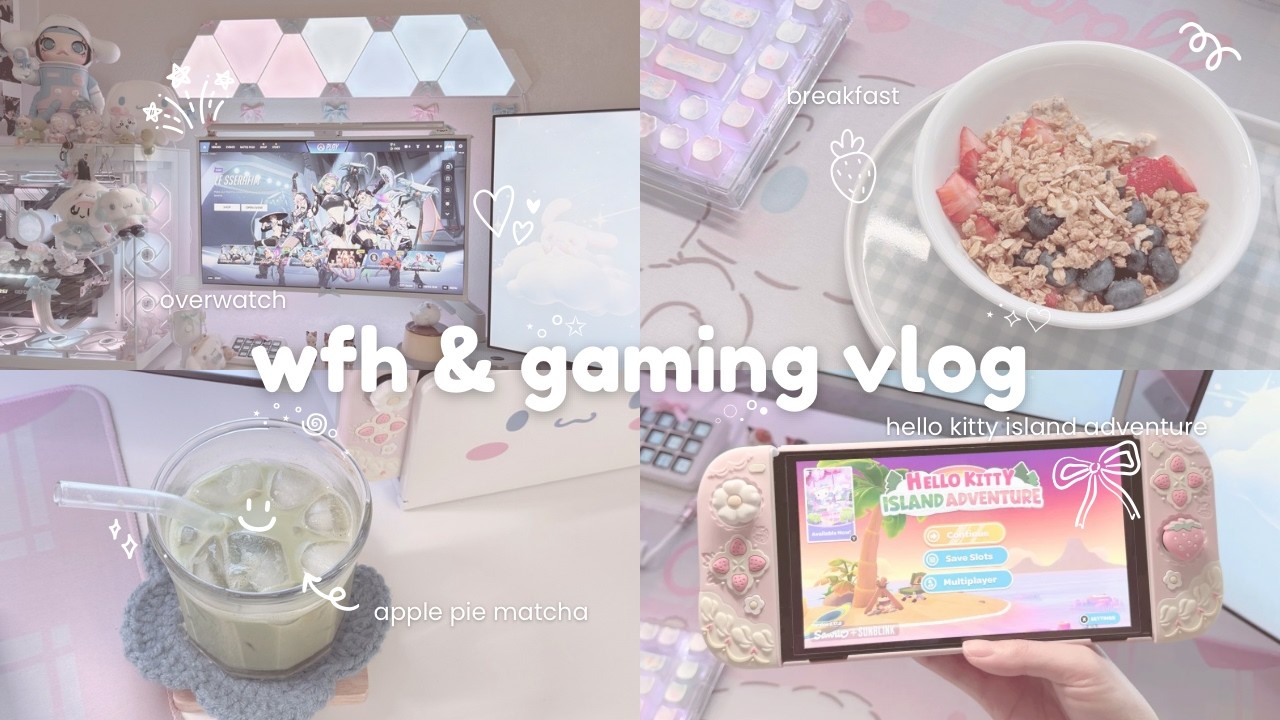 cozy wfh & gaming vlog ˚.🎀༘⋆ desk setup, playing overwatch, slice of life