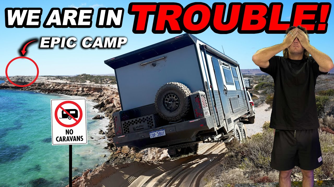 Extreme Cliff Edge 4x4 Caravan Towing! Eyre Peninsular offgrid beach camp