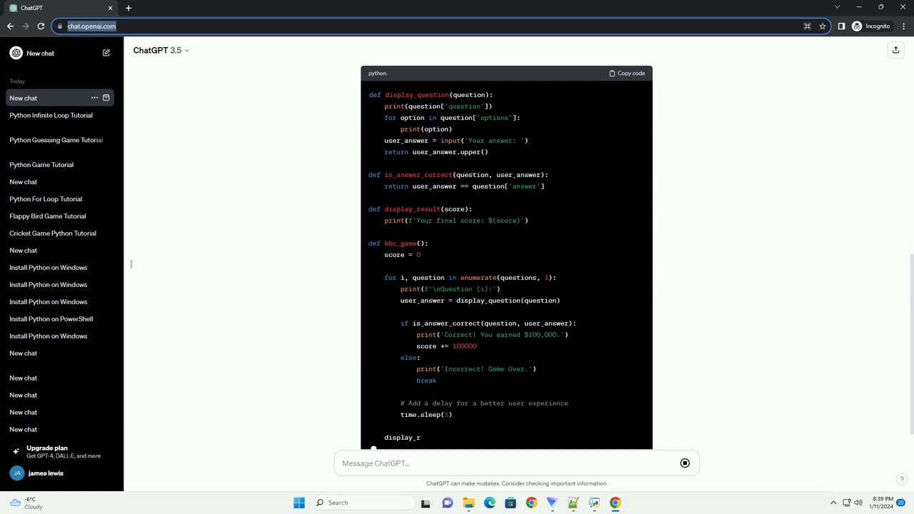 how to make kbc game in python