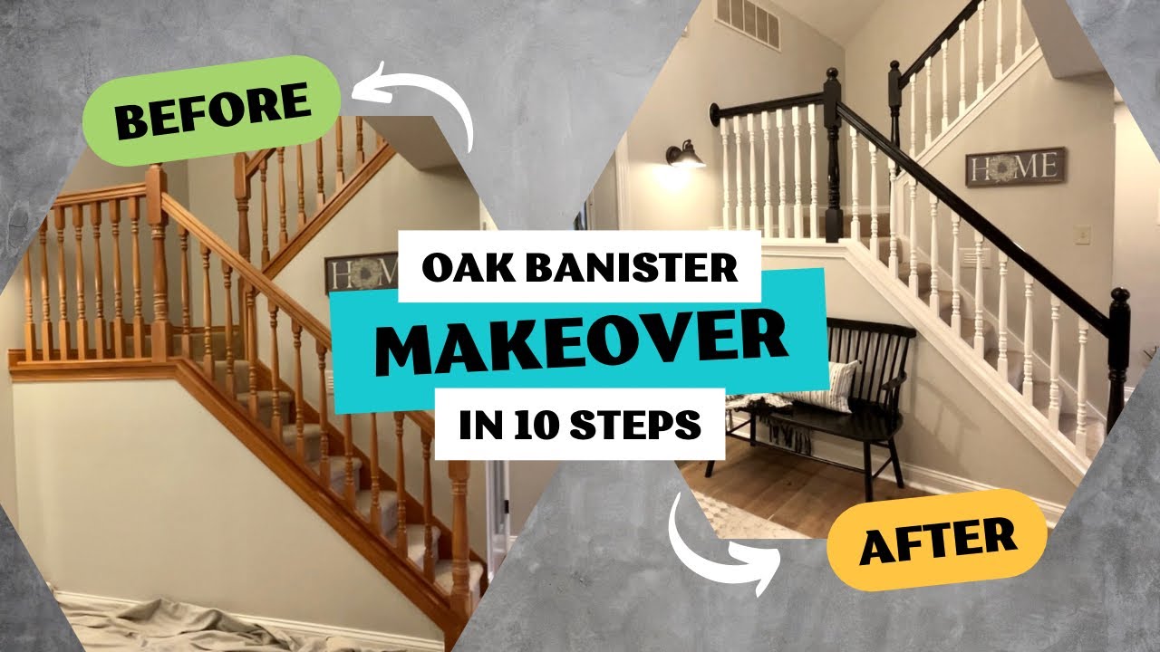 Oak Banister Makeover in 10 Steps | Gel Stain Without Stripping