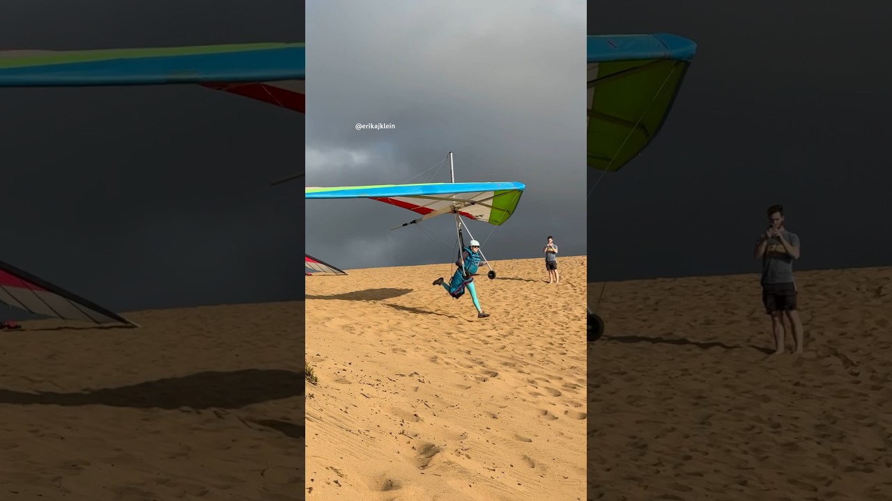 My first time launching the big dune (Lake Court) at Marina Beach 😍 #hanggliding