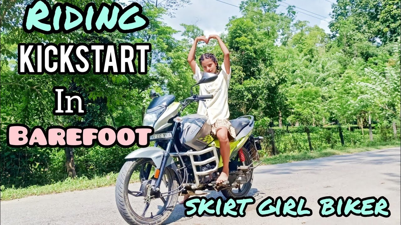 My Barefoot Bike Riding || Kick start Bike Without Shoe
