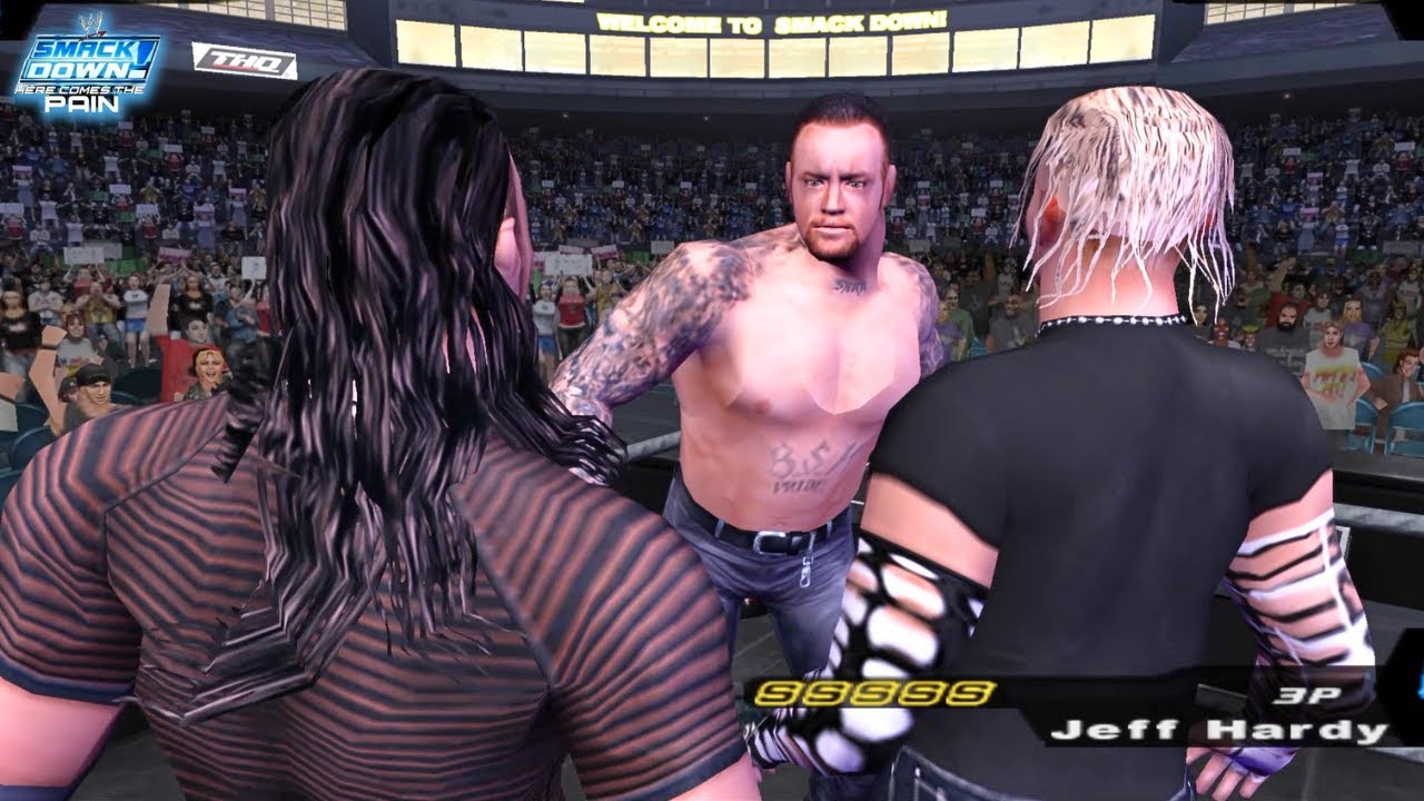 Undertaker (2P) vs Hardy Boyz (1P & 3P) | Handicap Match | WWE Smackdown Here Comes The Pain