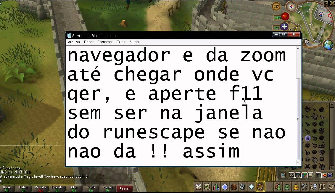 Tutorial como aumentar tela no runescape sem ser Membro