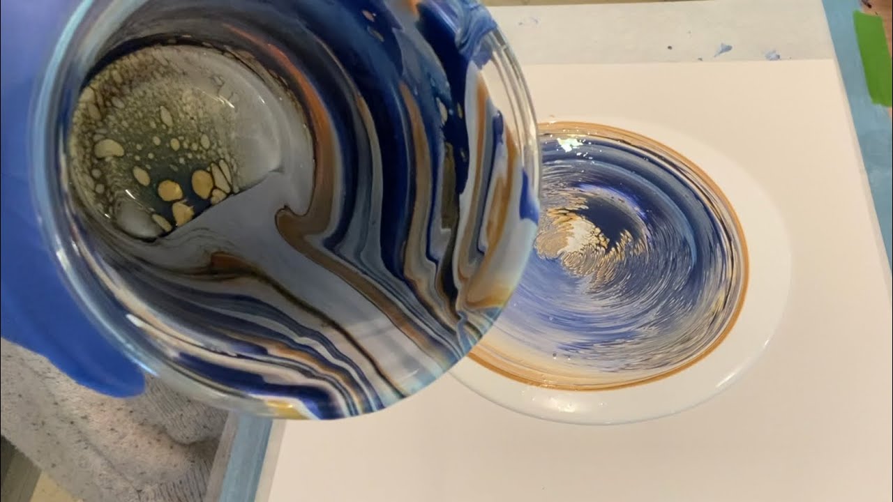 New Galaxy Pour Soft Blue/acrylic straight pour/abstract art