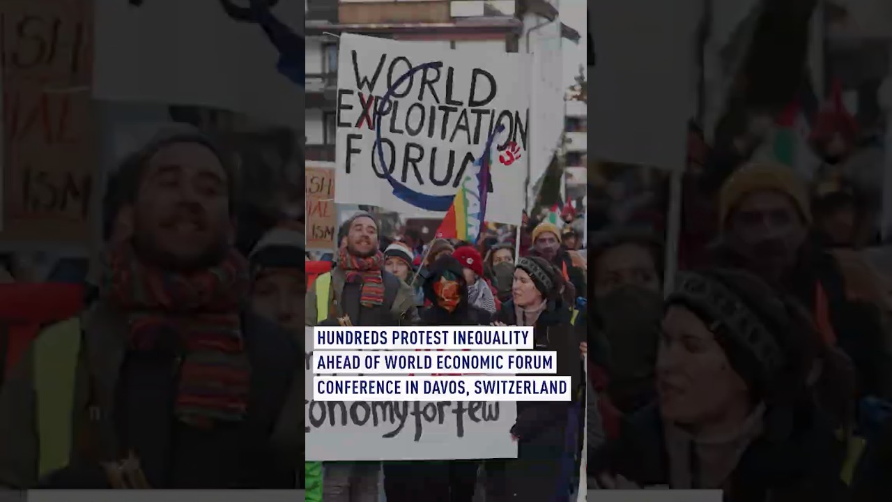 Hundreds protest inequality ahead of World Economic Forum conference in Davos, Switzerland