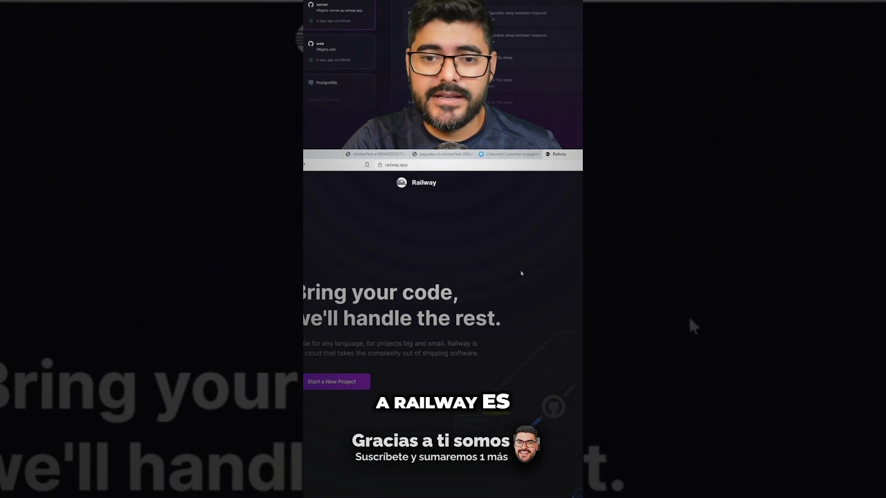 RAILWAY en 2 MINUTOS: DEPLOY F&Aacute;CIL 🚀 | HOSTING GRATIS para DEVS