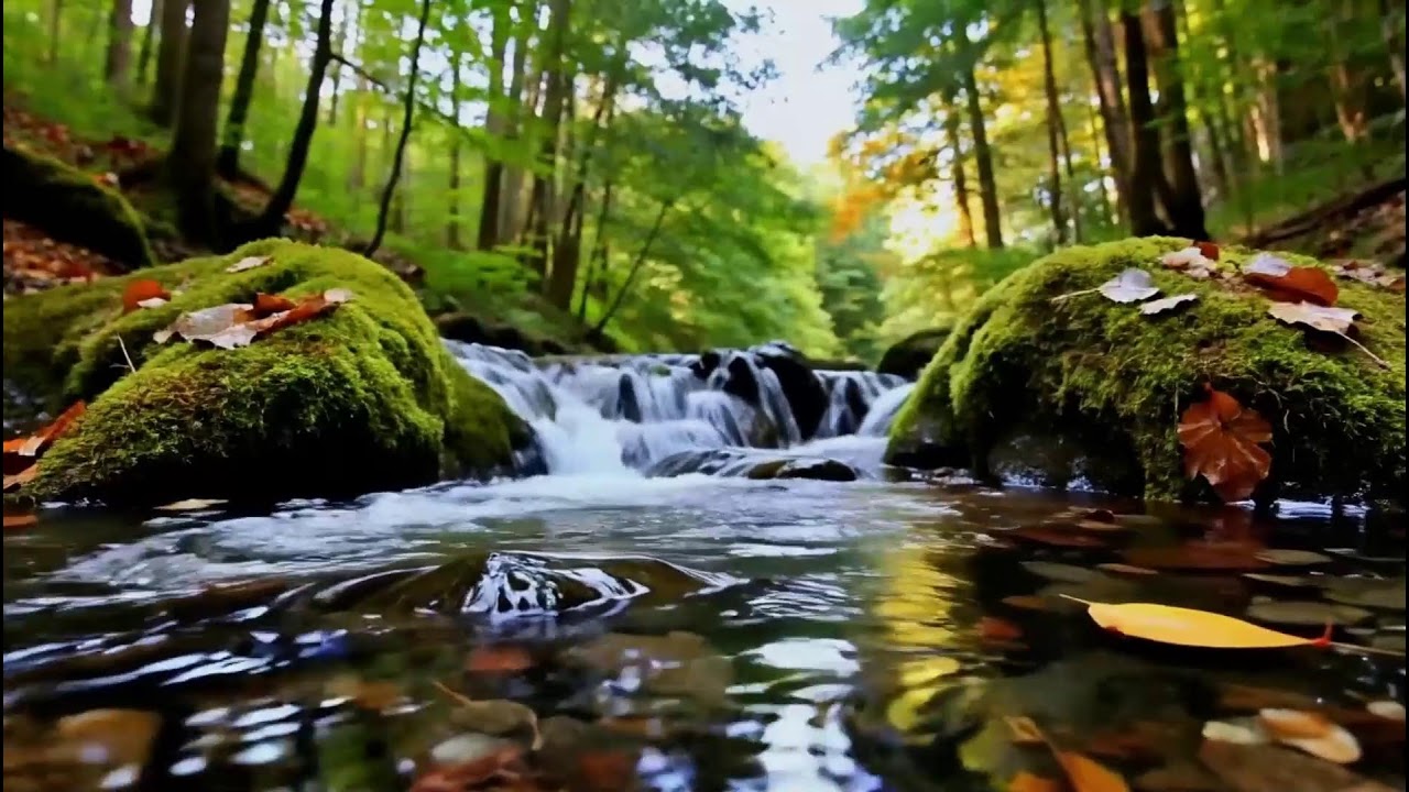 Gentle Water Stream with Bird Sounds Ambience for Relaxation