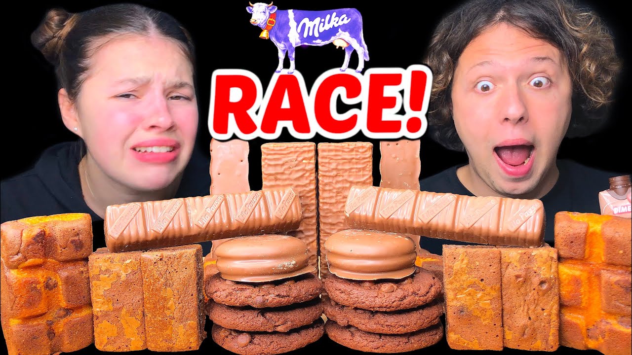 ASMR Milka Chocolate Dssert RACE! Eating Sounds Mukbang 먹방 Tati ASMR